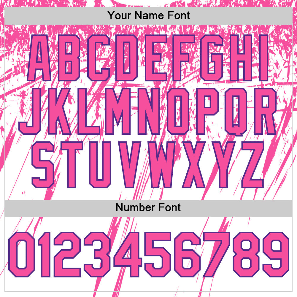 Custom White Pink-Purple Splatter Brush Stroke Star Raglan Sleeves Authentic Baseball Jersey baseball jersey product view 5