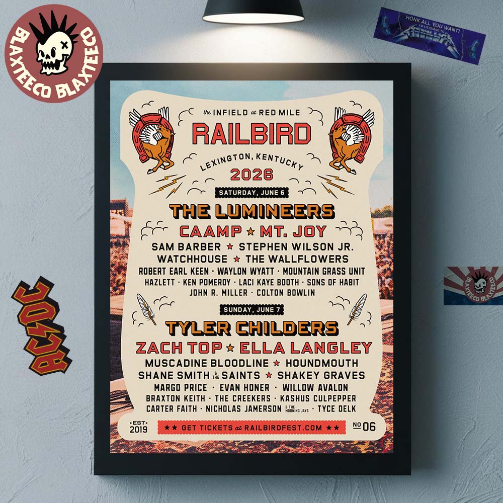 Railbird Music Festival 2026 Full Lineup In Lexington Kentucky At The Infield At Red Mile On June 6 And 7 2026 Poster Canvas - T-Shirt, Sweatshirt, Hoodie