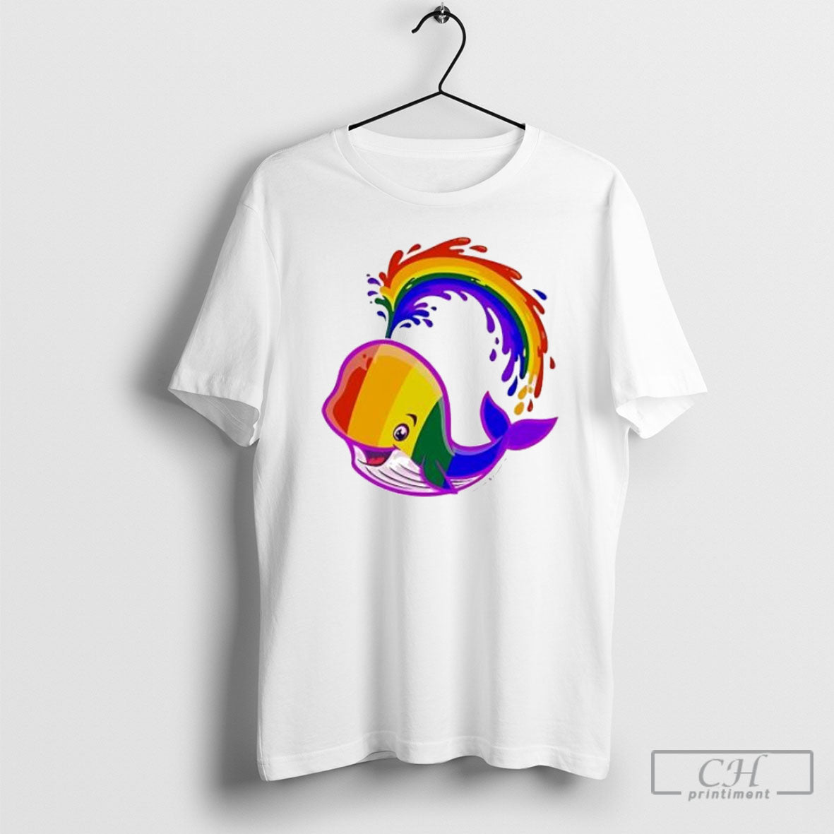 Rainbow Whale Lgbtq Pride Posters White Shirt Unisex T-shirt, Sweatshirt, Hoodie, Long Sleeve Tee - T-Shirt, Sweatshirt, Hoodie