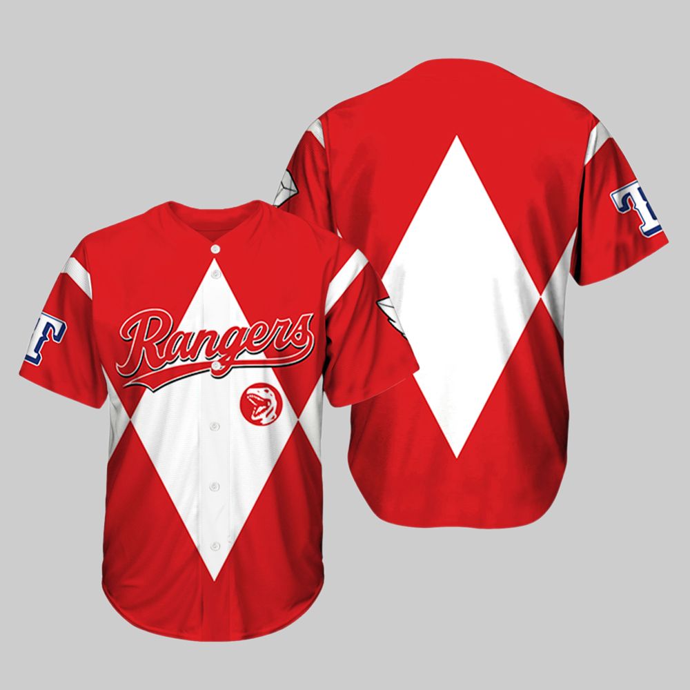 Rangers Power Rangers Night Jersey Giveaway 2025 sports jersey product view 2
