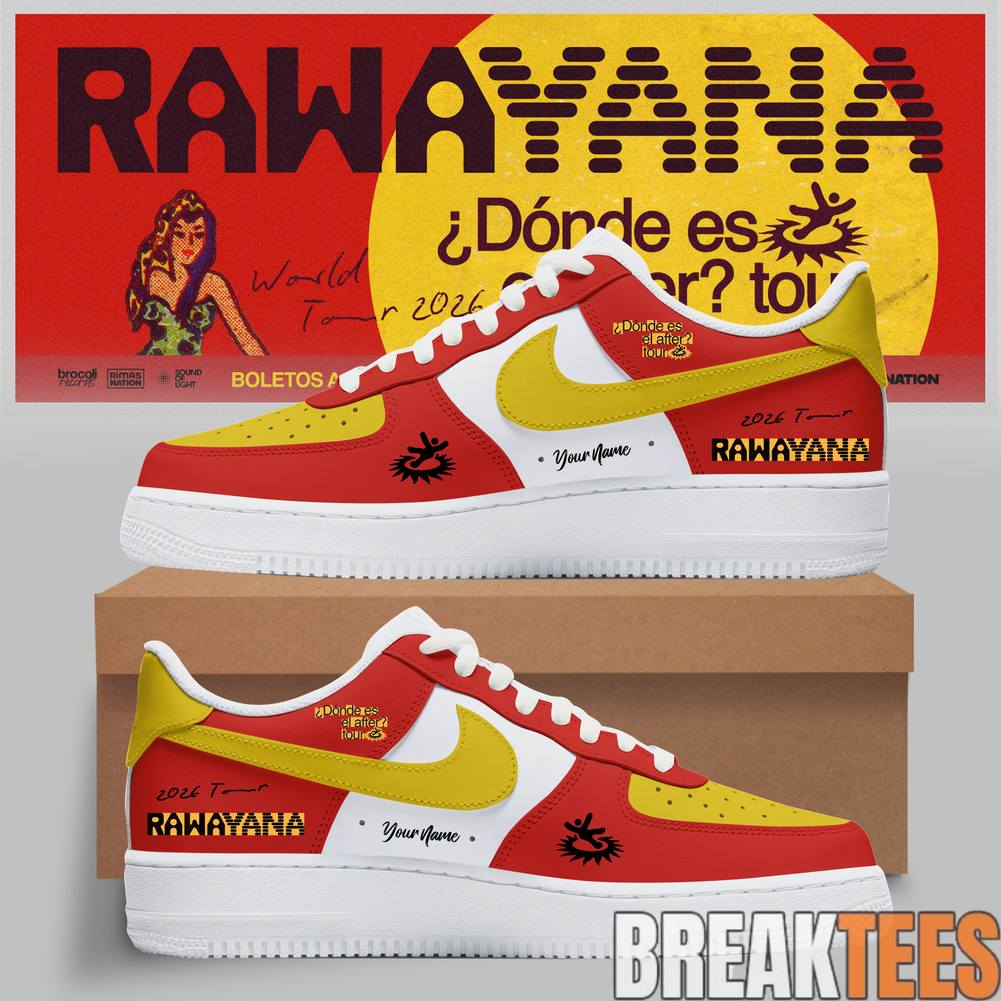 Rawayana Dnde Es El After World Tour 2026 Custom Air Force 1 Shoes Unisex T-shirt, Sweatshirt, Hoodie, Long Sleeve Tee - T-Shirt, Sweatshirt, Hoodie