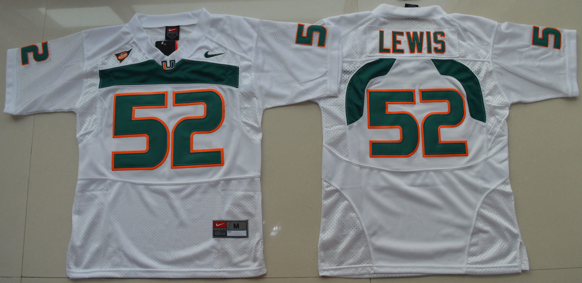 Ray Lewis 52 Youth White College Football Jersey football jersey product view 1