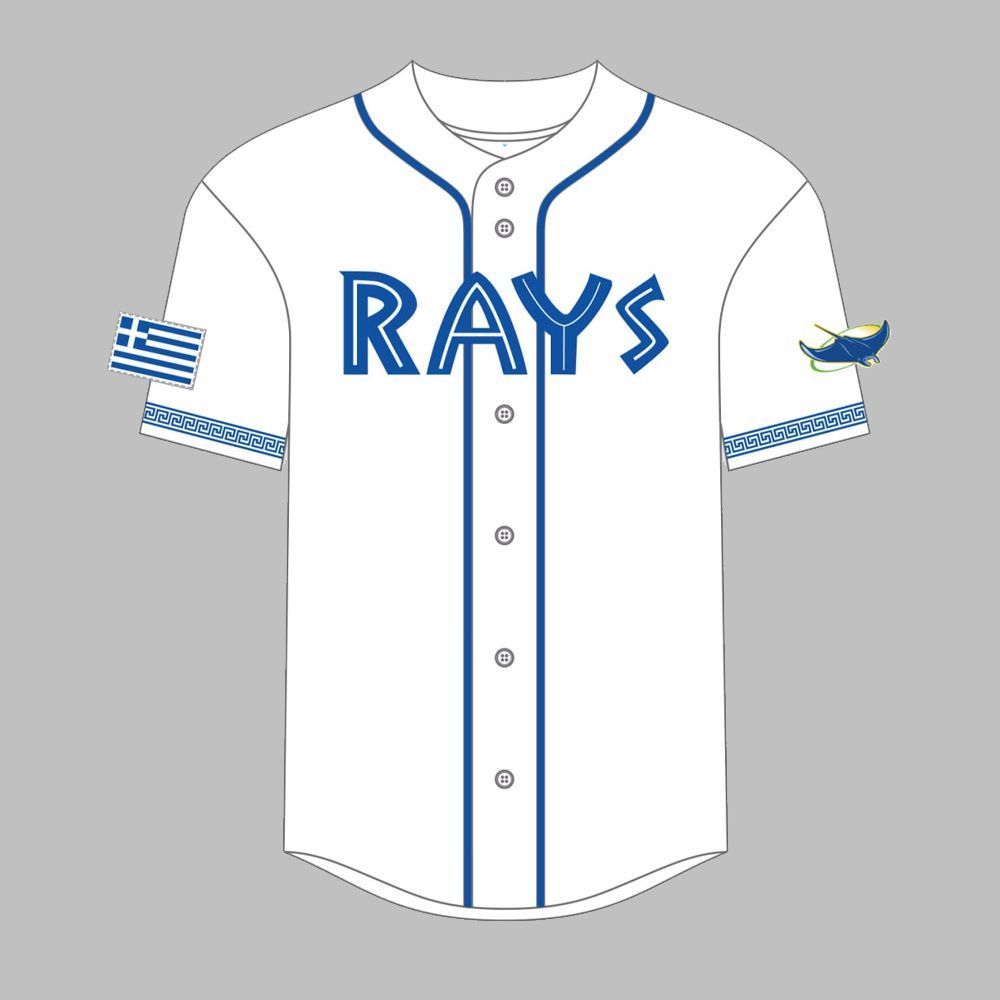Rays Greek Heritage Jersey 2025 Giveaway - Grishko.com baseball jersey product view 3
