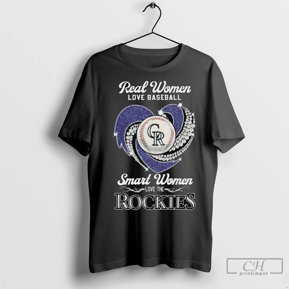 Real Women Love Baseball Smart Women Love The Colorado Rockies Diamond Heart 2025 Long Sleve - T-Shirt, Sweatshirt, Hoodie