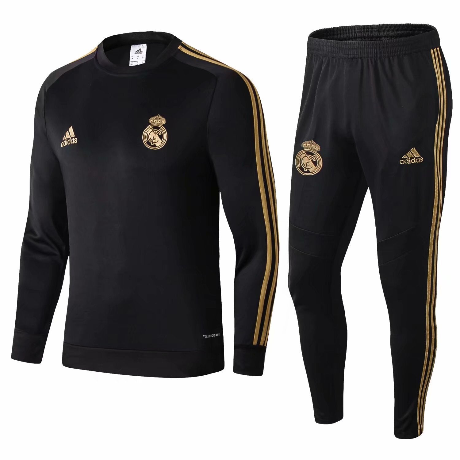 Real Madrid 3 Sripes Gold Black Suit long-zip 1 Soccer Jersey sports jersey product view 1