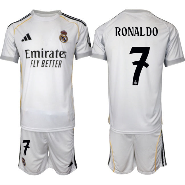 Real Madrid #7 Ronaldo 25 26 White Home Soccer Jersey Suit sports jersey product view 1