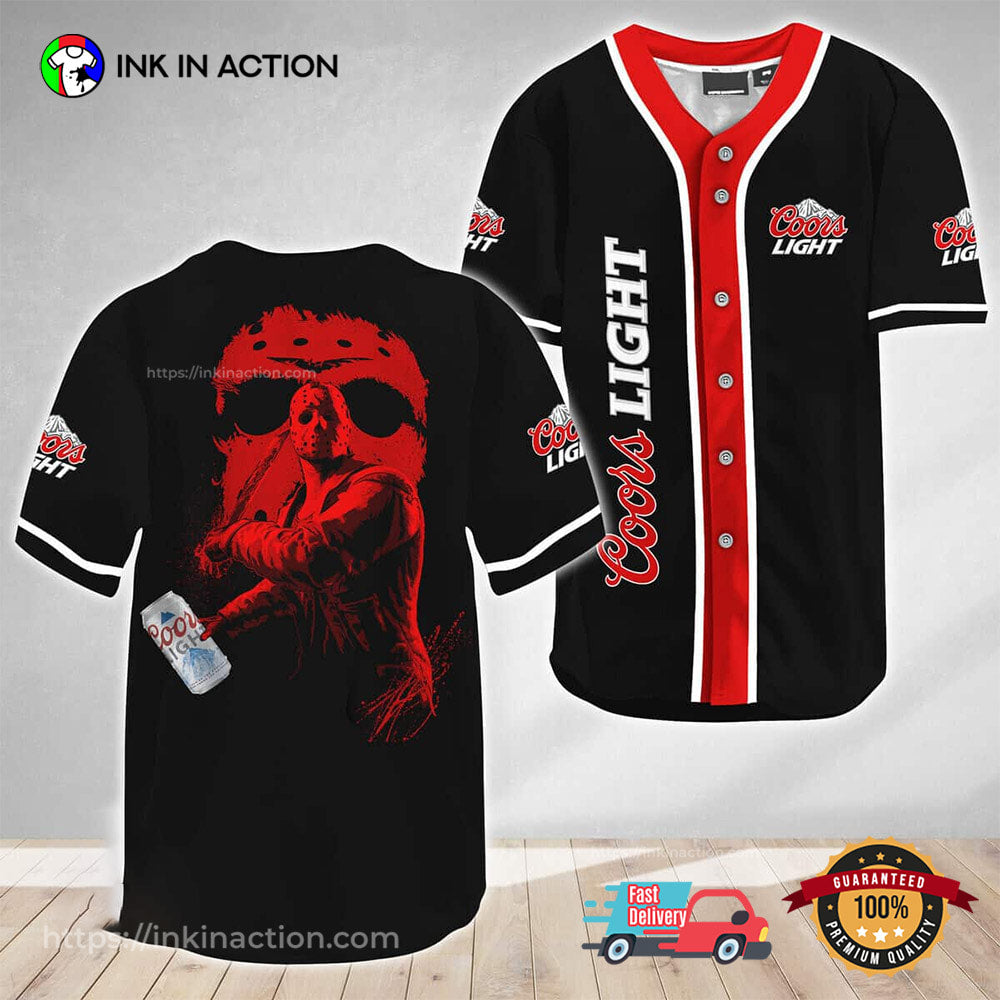 Red Jason Voorhees Friday The 13th Baseball Jersey baseball jersey product view 1