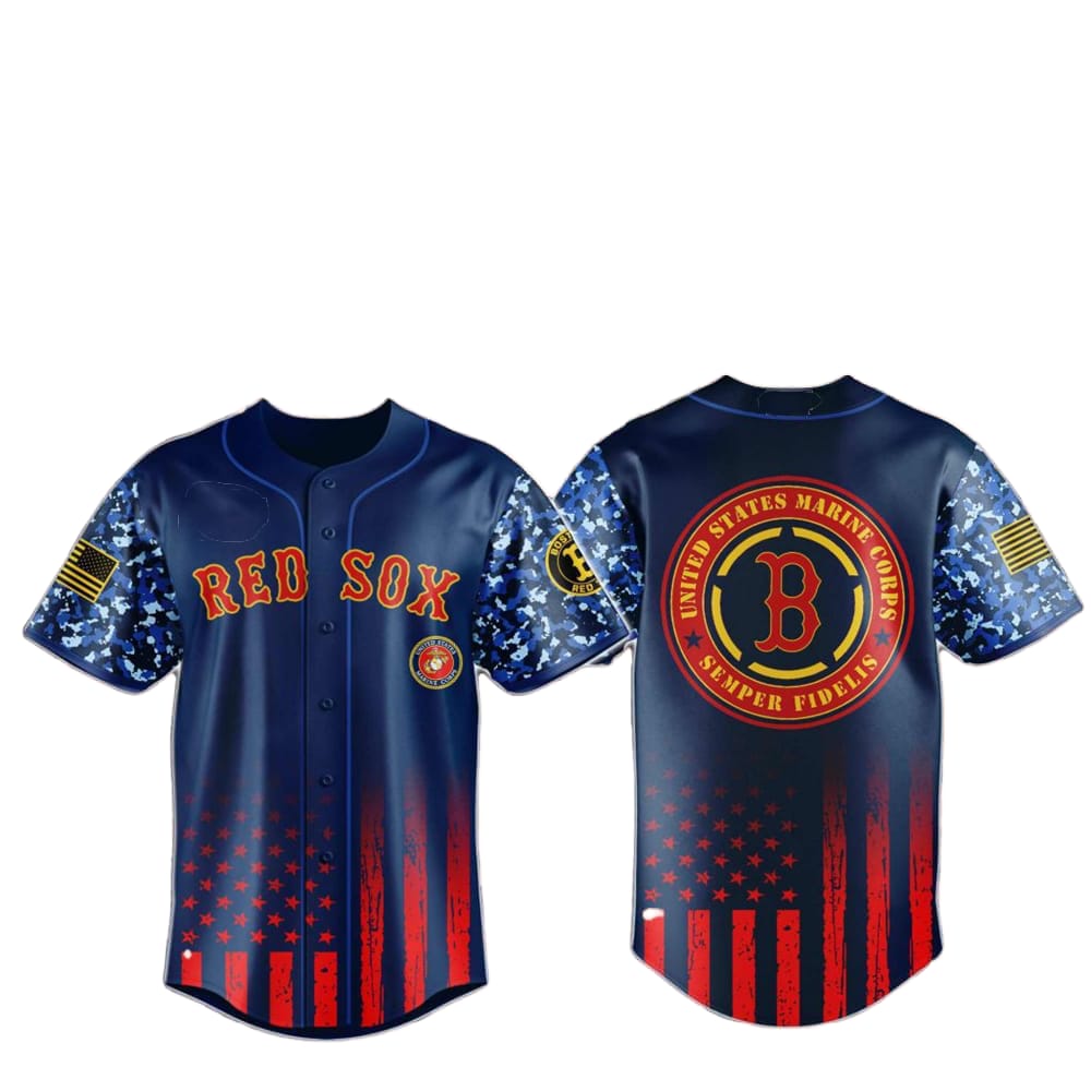 Red Sox Marine Corps Military Appreciation Baseball Jersey 2025 baseball jersey product view 1