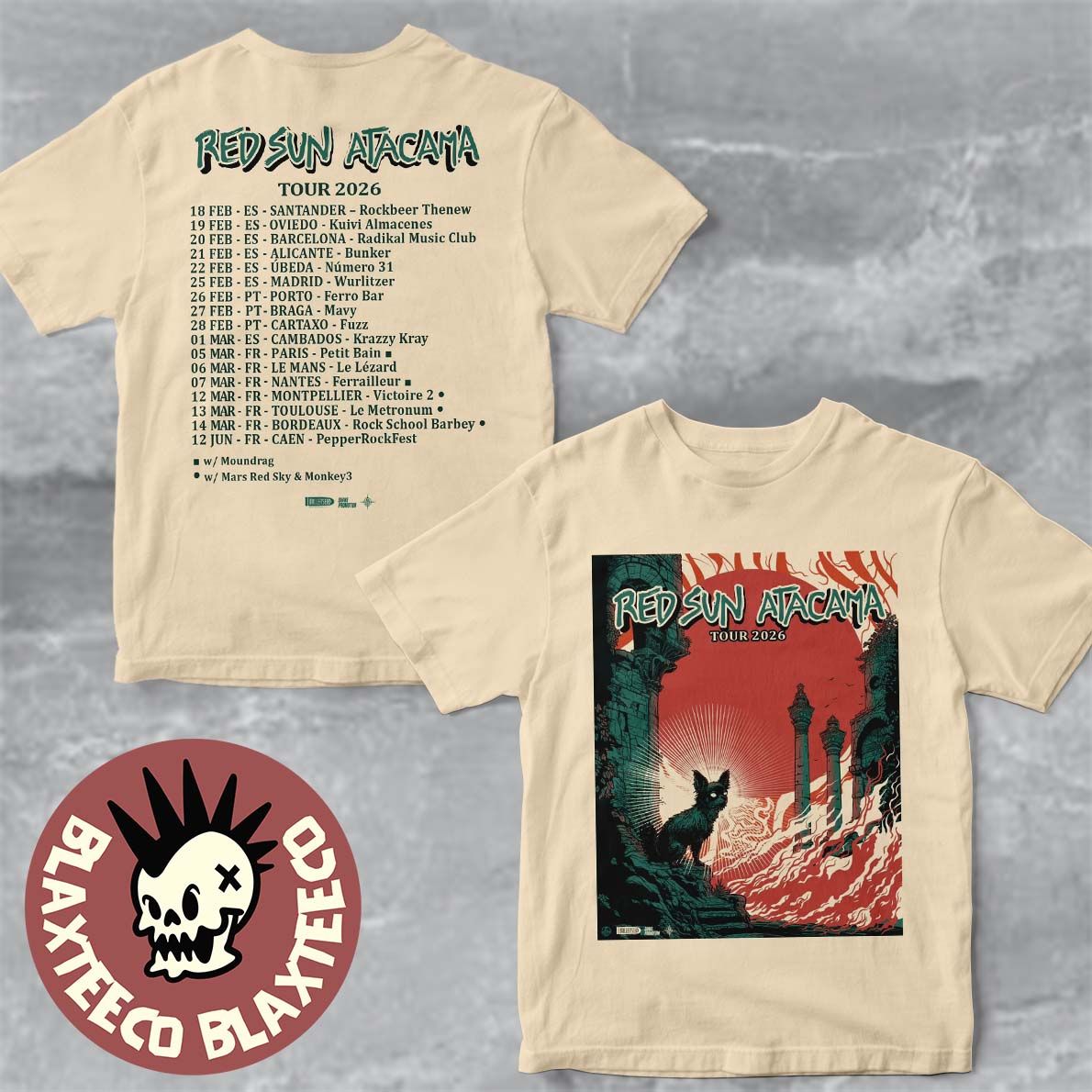 Red Sun Atacama Tour 2026 Europe Schedule Dates Two Sided T-Shirt Unisex T-shirt, Sweatshirt, Hoodie, Long Sleeve Tee - T-Shirt, Sweatshirt, Hoodie