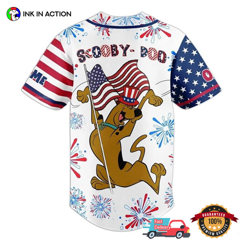 Red White And Blue And Always Scooby Doo USA Independence Day Baseball Jersey baseball jersey product view 2
