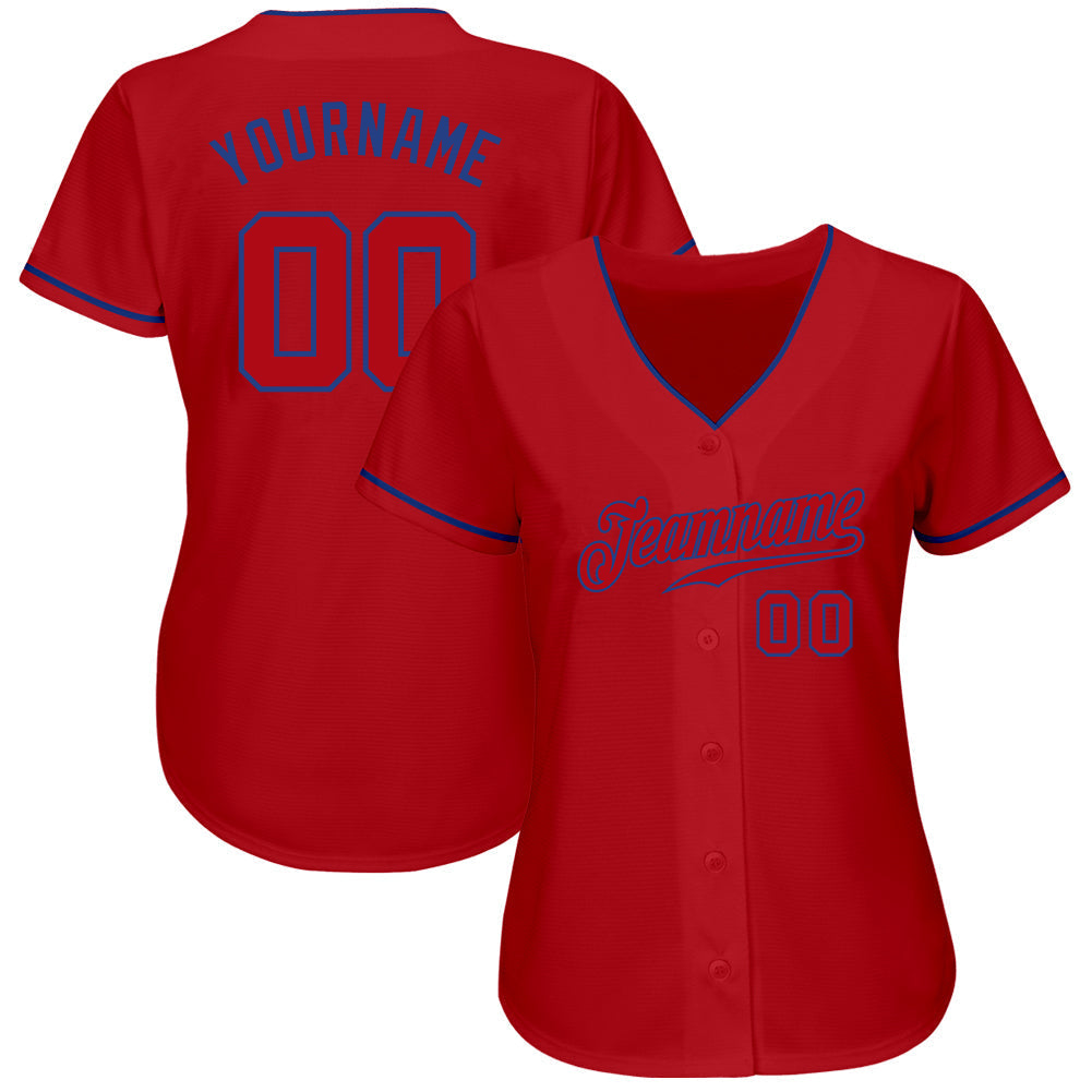 Custom Red Red-Royal Authentic Baseball Jersey baseball jersey product view 2