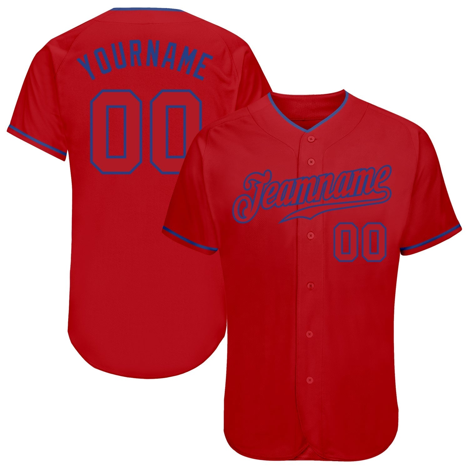 Custom Red Red-Royal Authentic Baseball Jersey baseball jersey product view 1