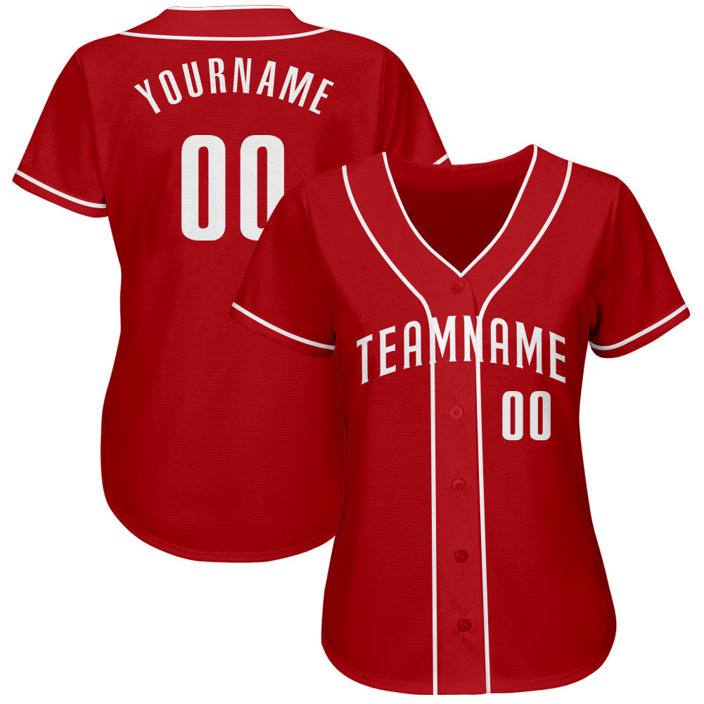 Custom Red White Authentic Baseball Jersey baseball jersey product view 2
