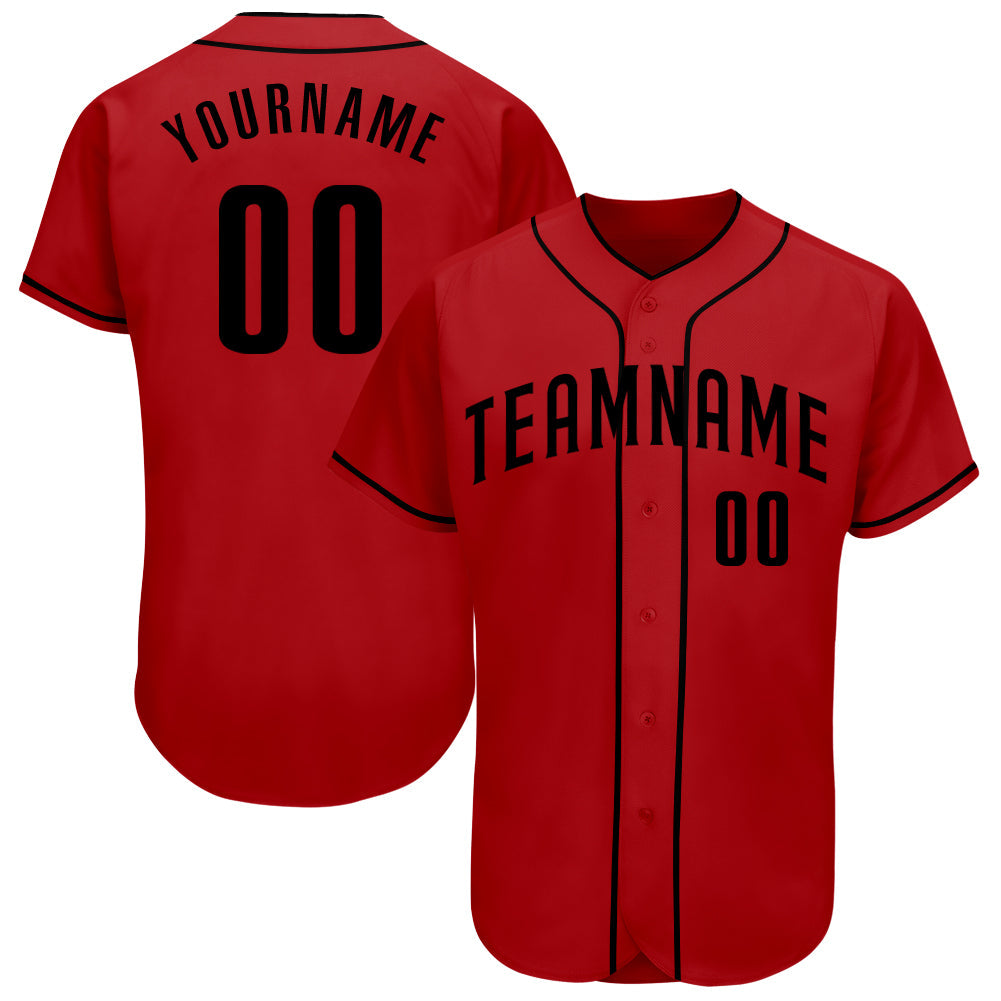 Custom Red Black Authentic Baseball Jersey baseball jersey product view 1