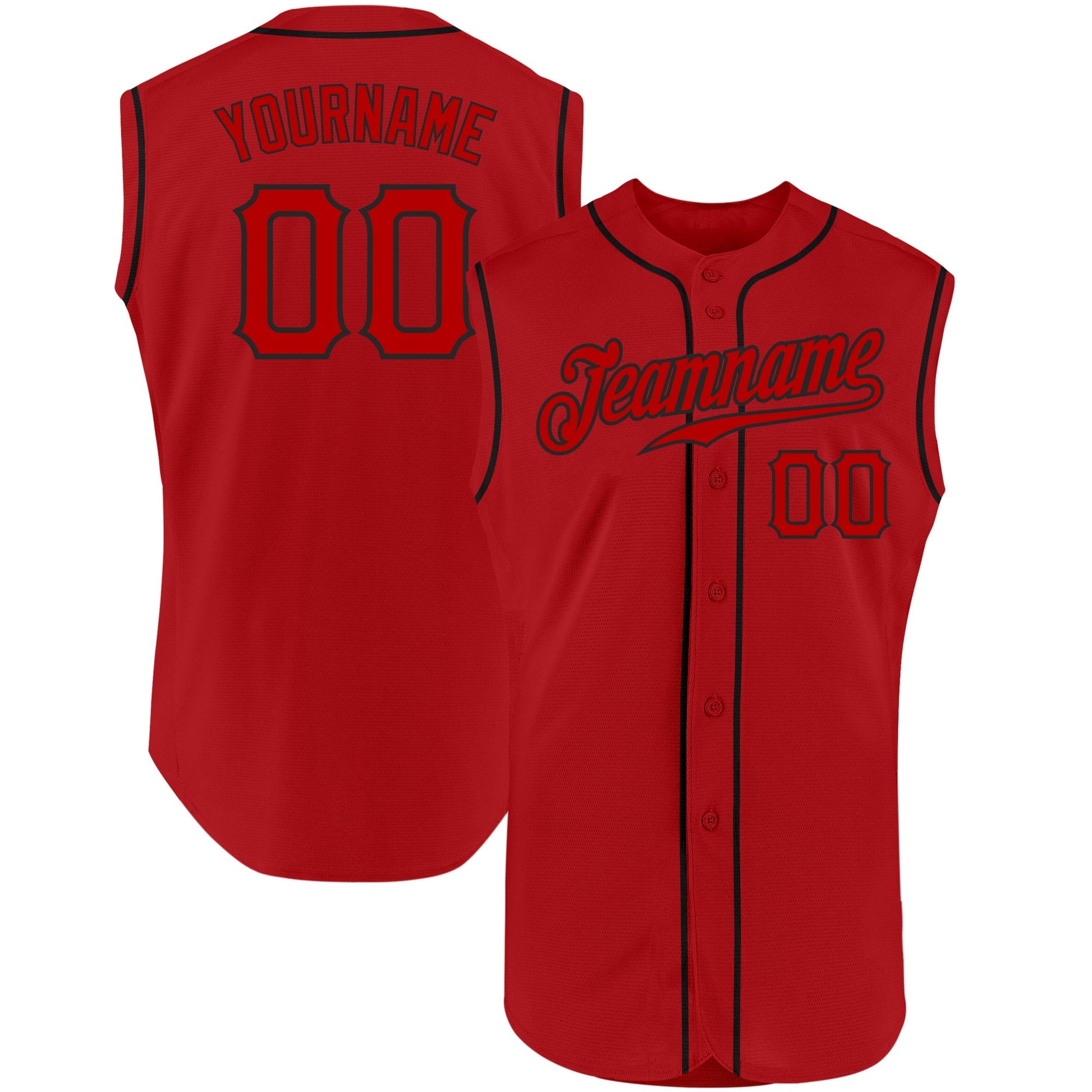 Custom Red Red-Black Authentic Sleeveless Baseball Jersey baseball jersey product view 1