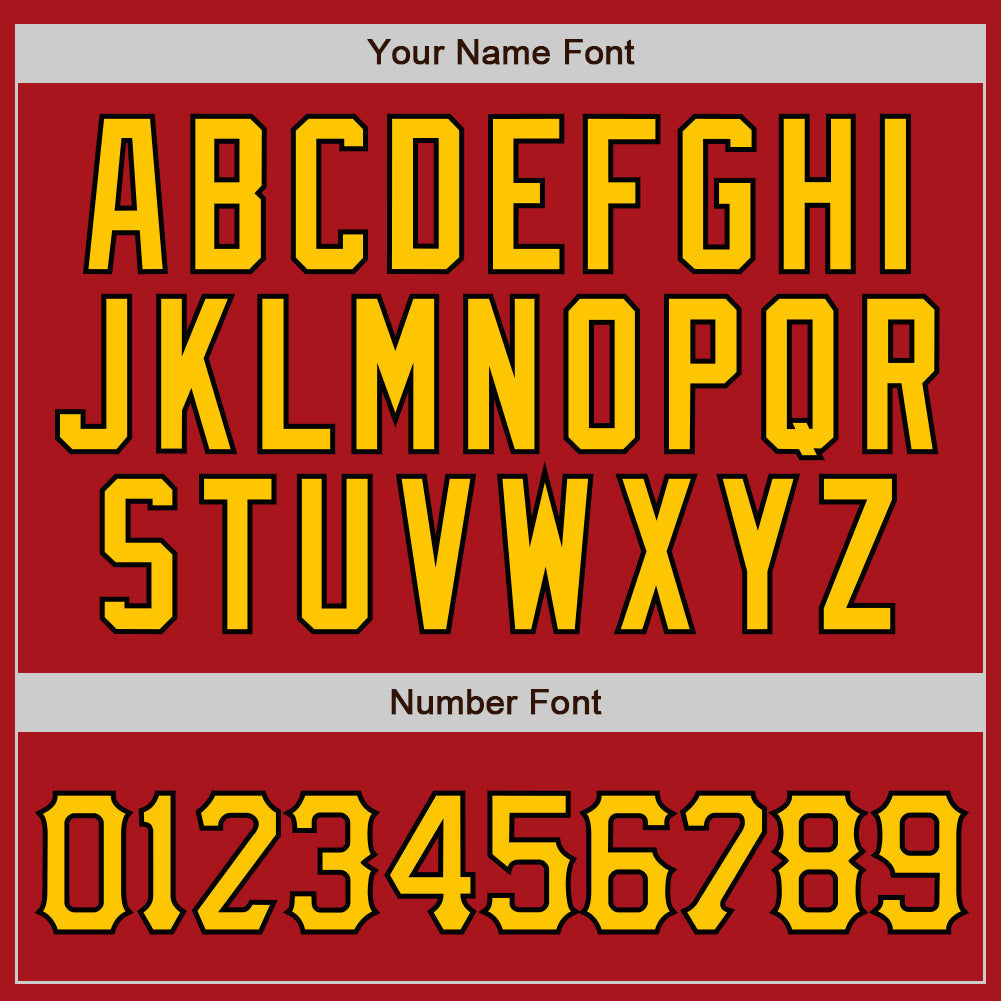 Custom Red Gold Pinstripe Gold-Black Authentic Baseball Jersey baseball jersey product view 4
