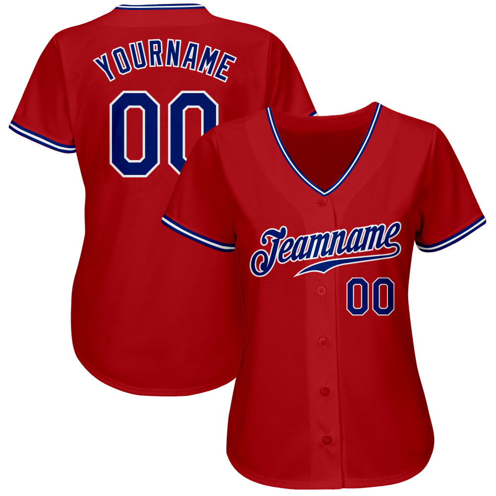 Custom Red Royal-White Authentic Baseball Jersey baseball jersey product view 2