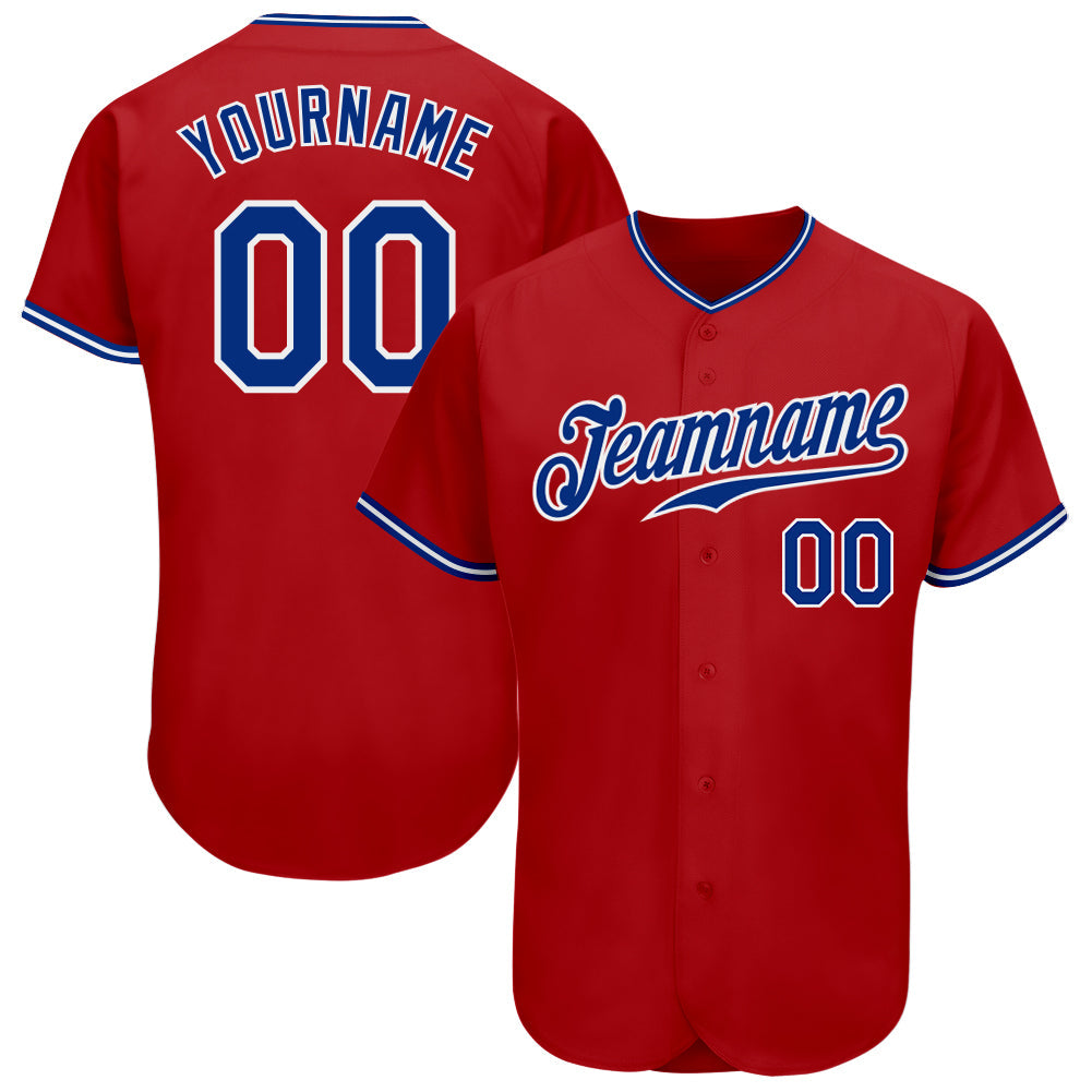 Custom Red Royal-White Authentic Baseball Jersey baseball jersey product view 1