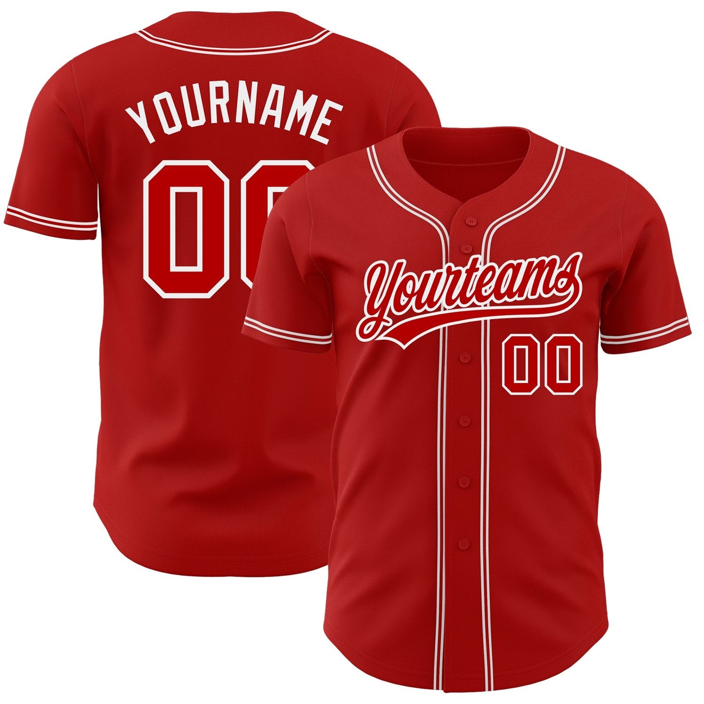 Custom Red Red-White Authentic Baseball Jersey baseball jersey product view 1