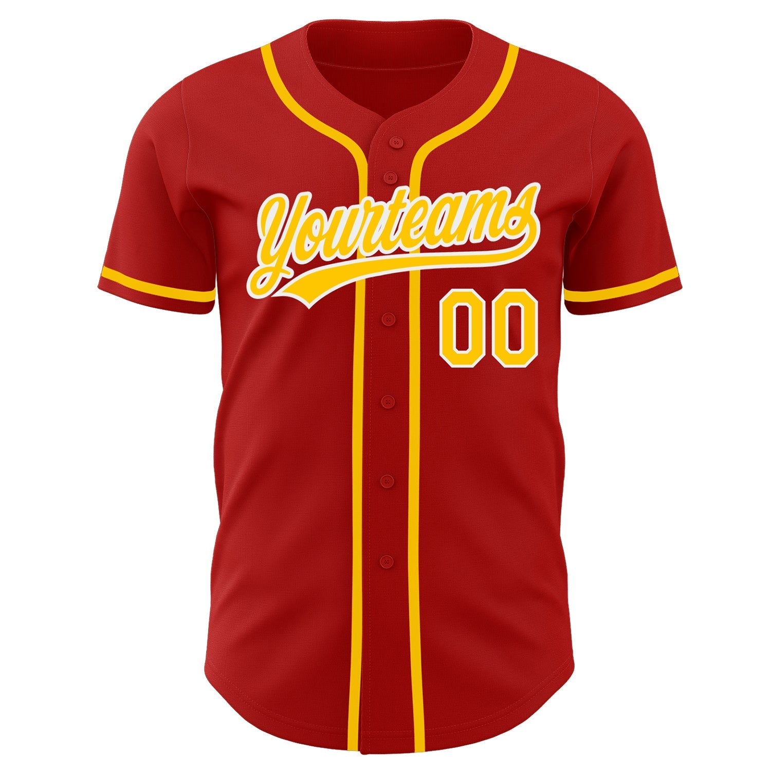 Custom Red Gold-White Authentic Baseball Jersey baseball jersey product view 2