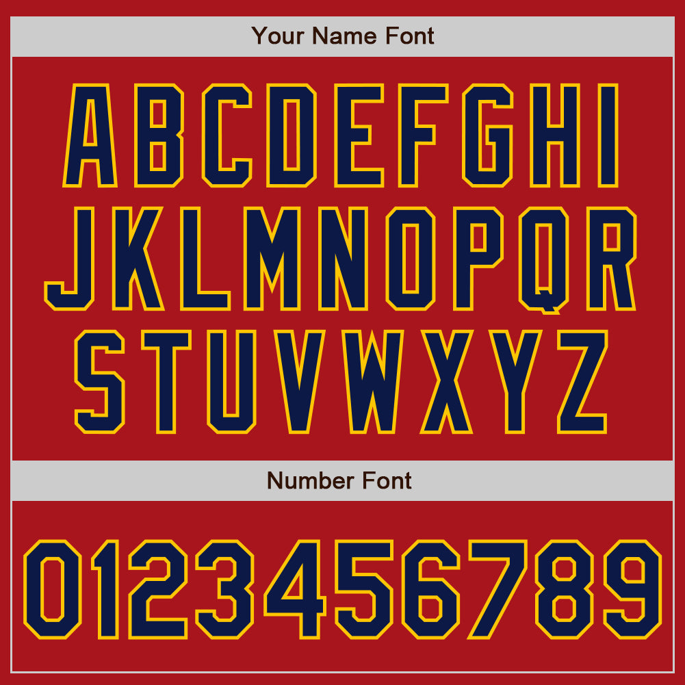 Custom Red Navy-Gold Authentic Baseball Jersey baseball jersey product view 5