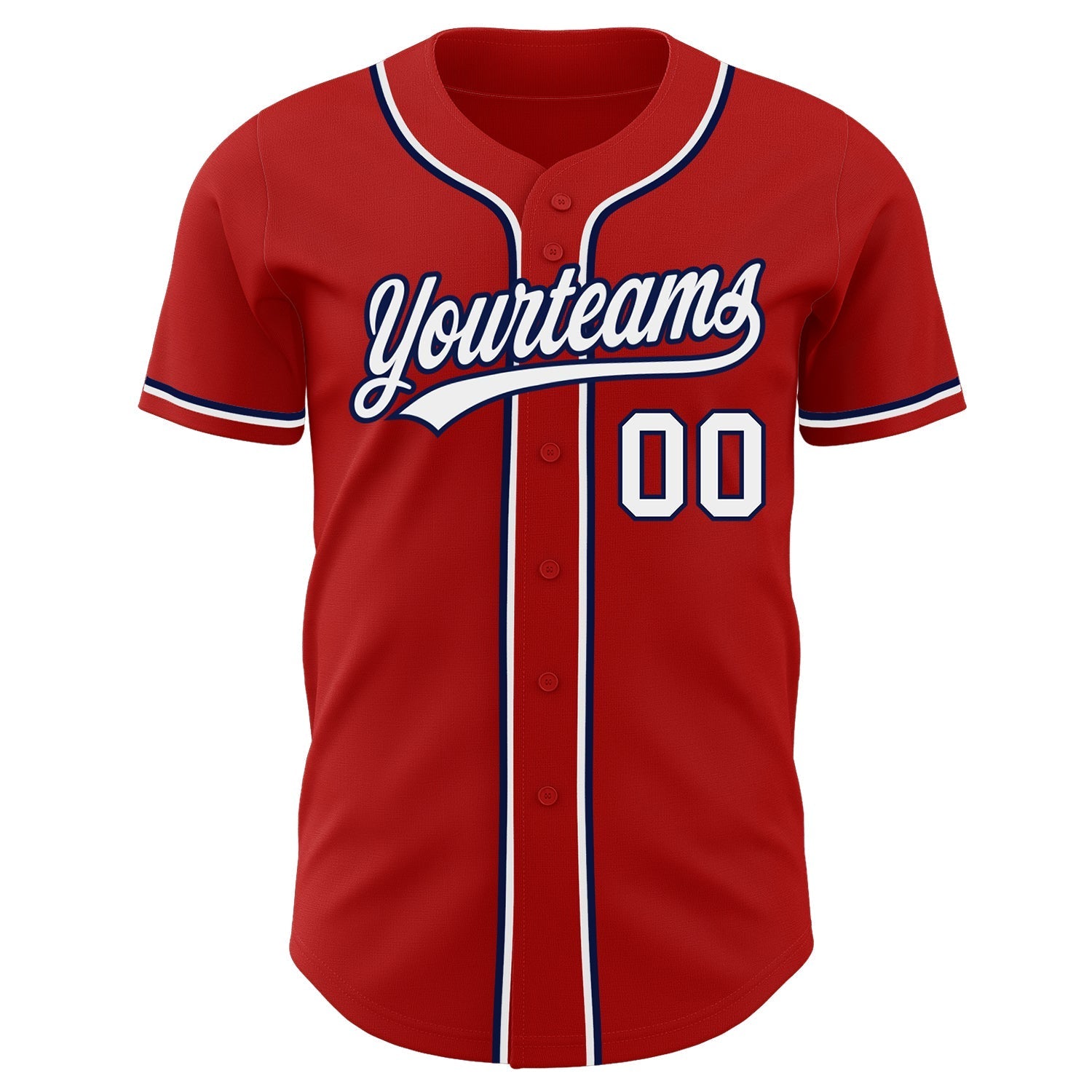 Custom Red White-Navy Authentic Baseball Jersey baseball jersey product view 2