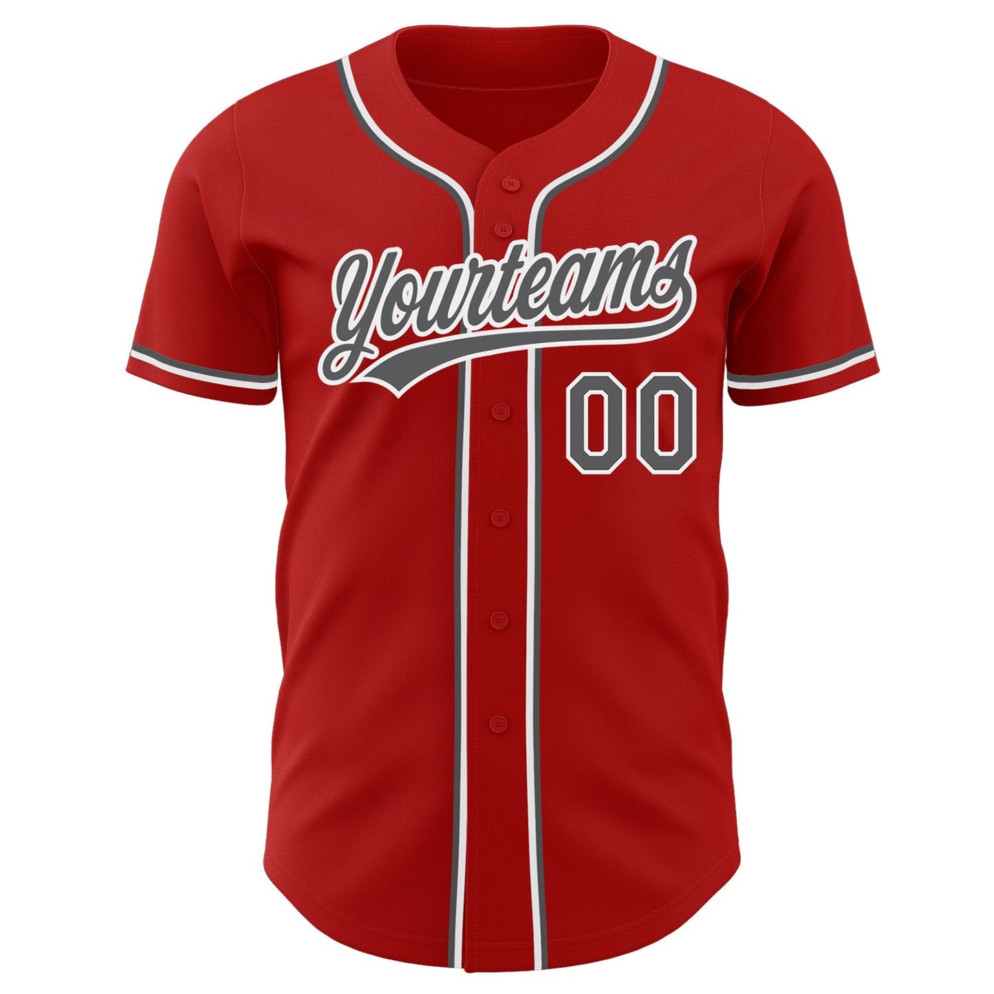 Custom Red Steel Gray-White Authentic Baseball Jersey baseball jersey product view 2