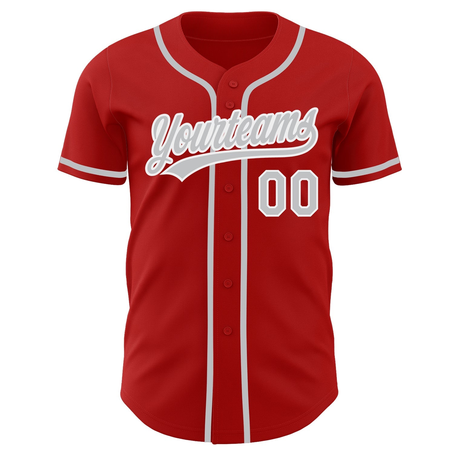 Custom Red Gray-White Authentic Baseball Jersey baseball jersey product view 2