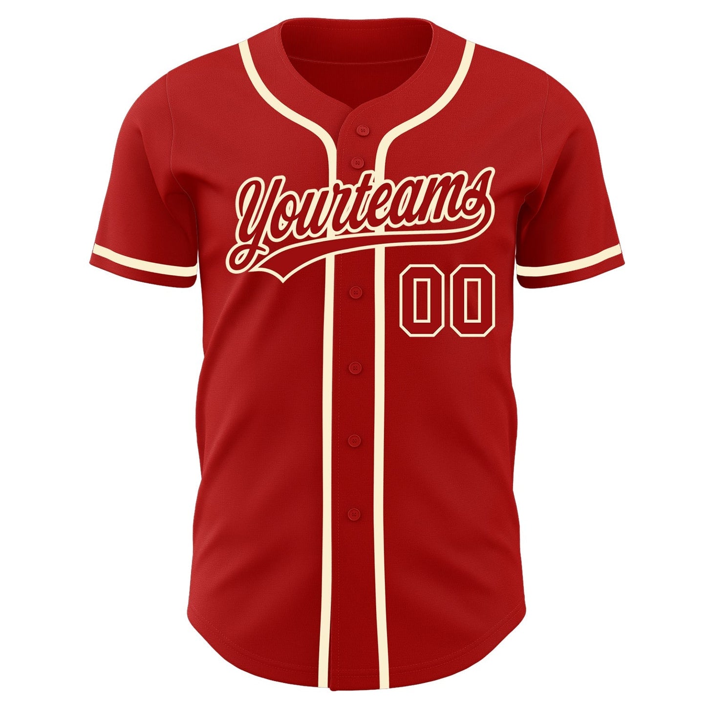 Custom Red Red-Cream Authentic Baseball Jersey baseball jersey product view 2