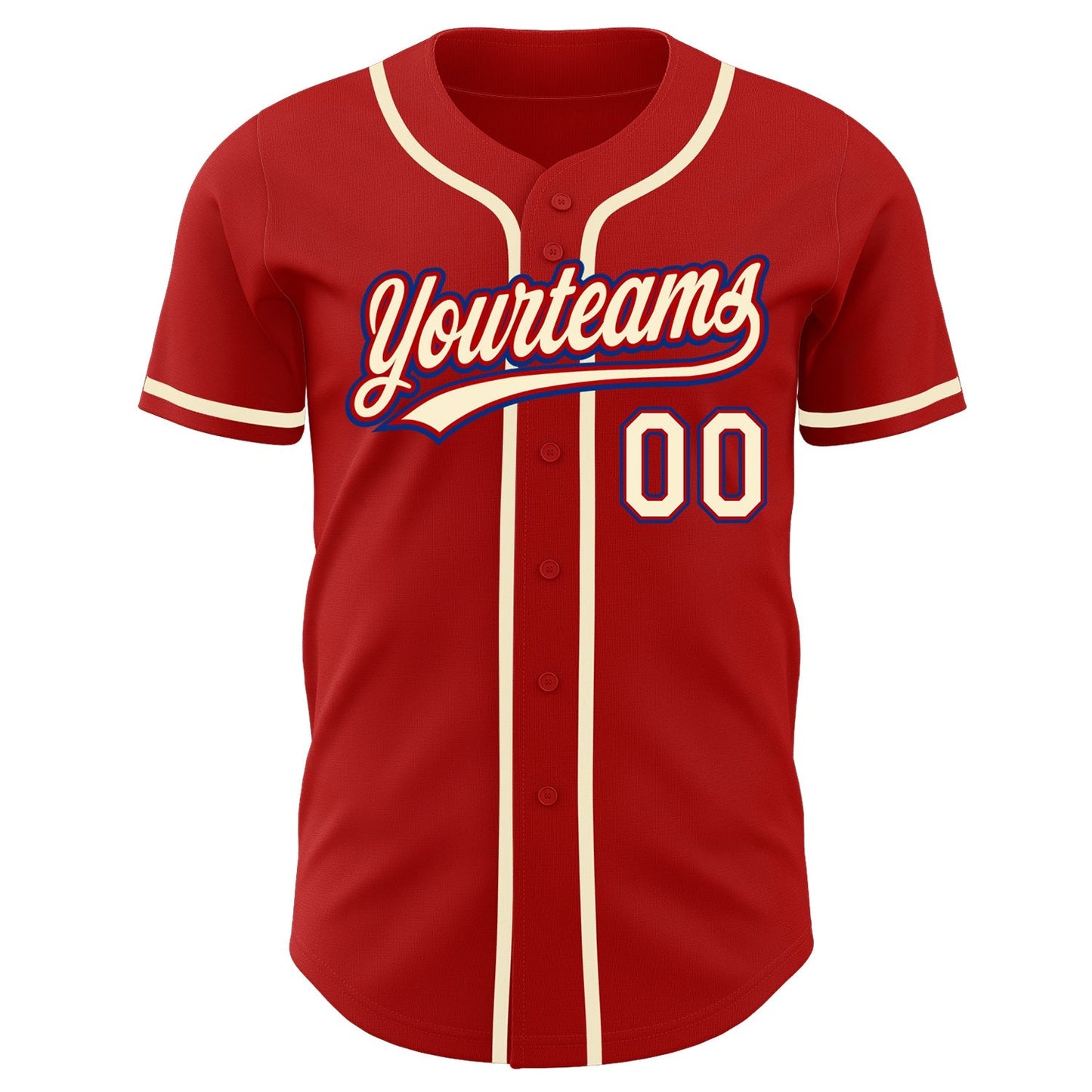 Custom Red Cream-Royal Authentic Baseball Jersey baseball jersey product view 2