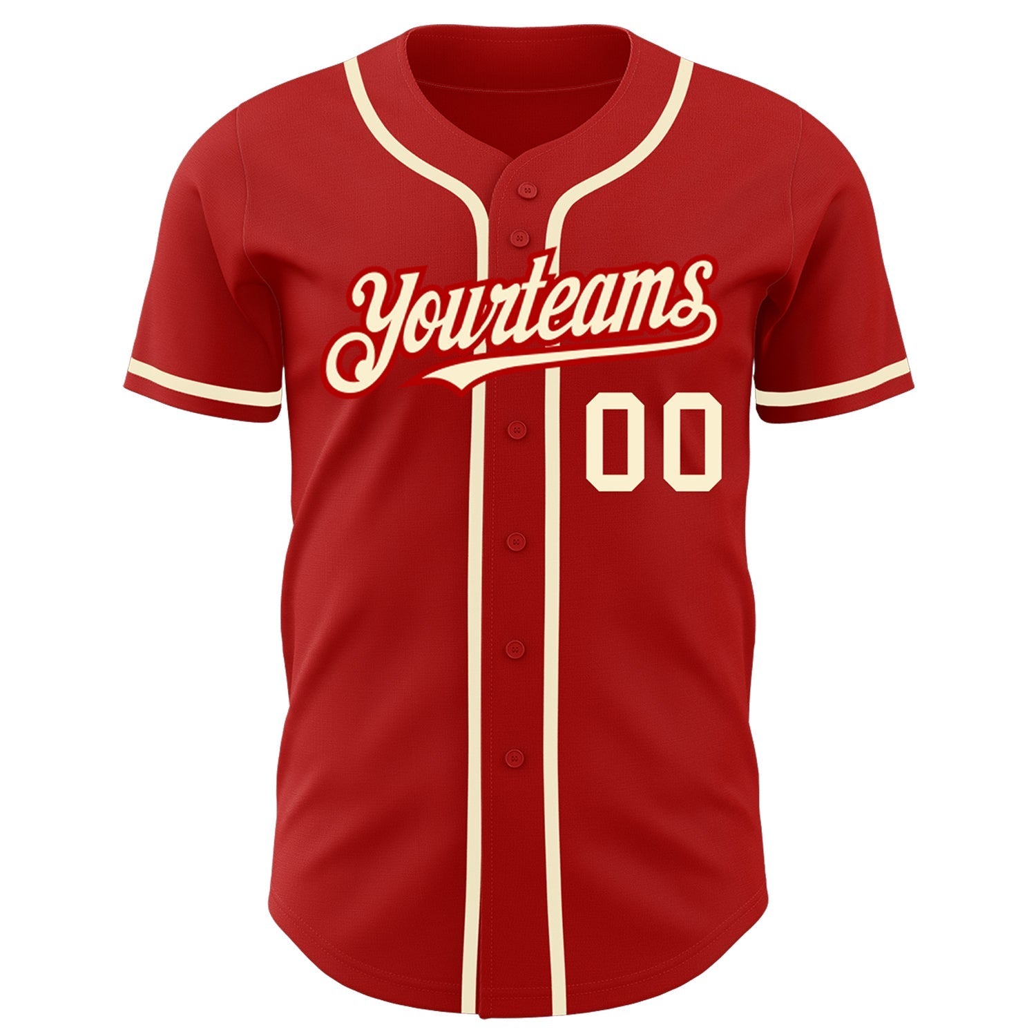 Custom Red Cream Authentic Baseball Jersey baseball jersey product view 2