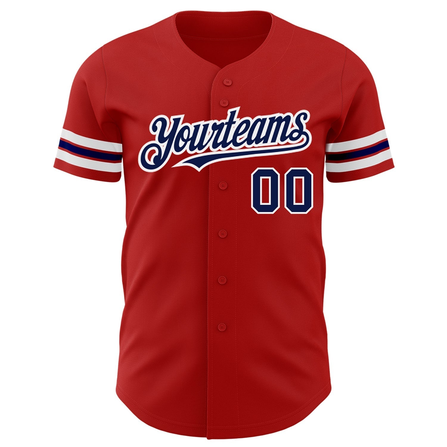Custom Red Navy-White Authentic Baseball Jersey baseball jersey product view 2