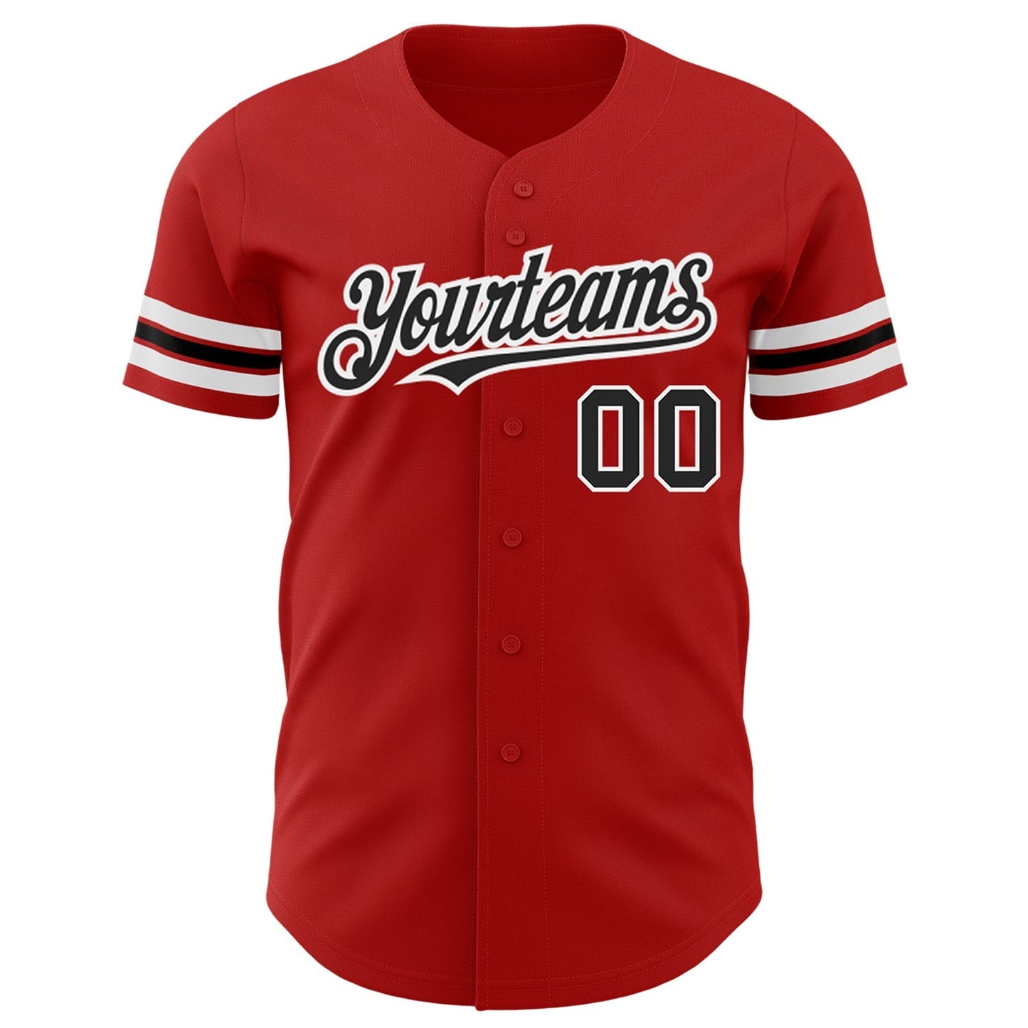 Custom Red Black-White Authentic Baseball Jersey baseball jersey product view 2