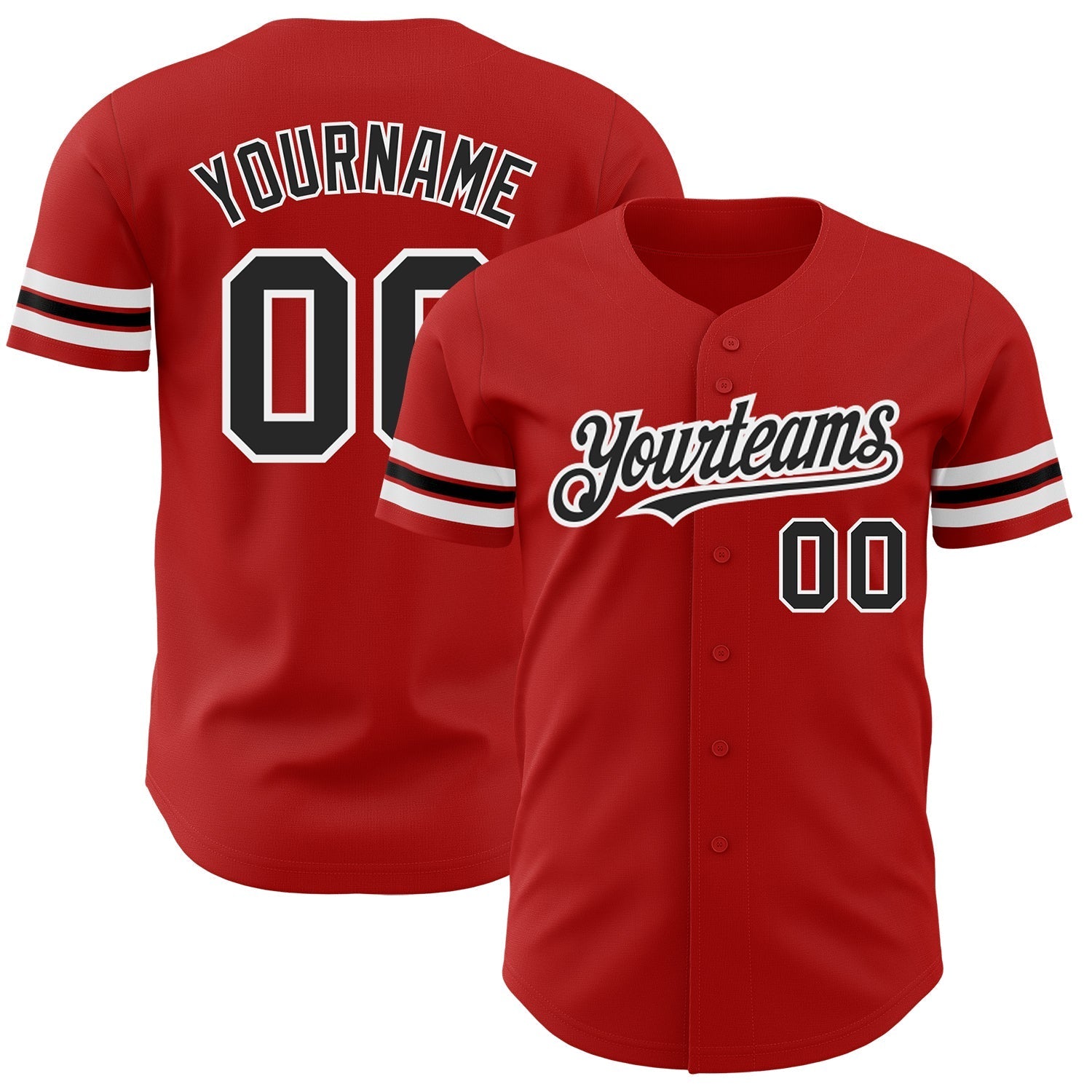 Custom Red Black-White Authentic Baseball Jersey baseball jersey product view 1