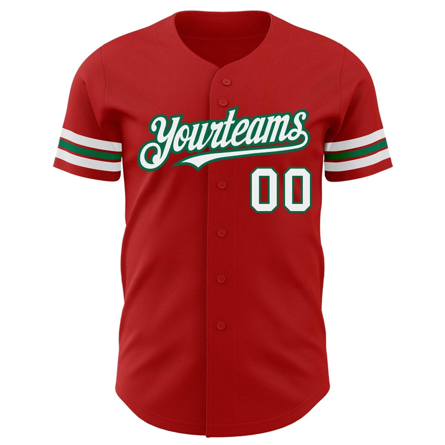 Custom Red White-Kelly Green Authentic Baseball Jersey baseball jersey product view 2