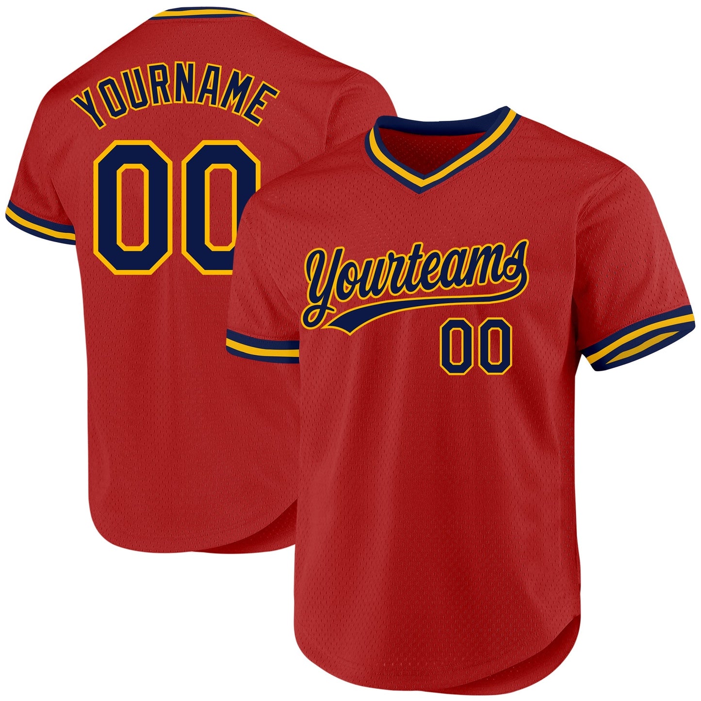 Custom Red Navy Authentic Throwback Baseball Jersey baseball jersey product view 1