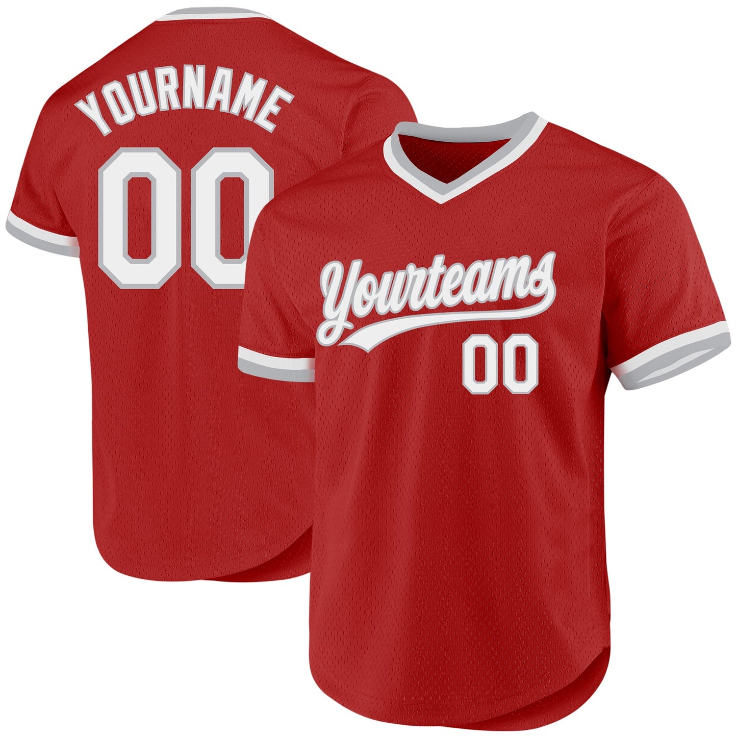 Custom Red White-Gray Authentic Throwback Baseball Jersey baseball jersey product view 1