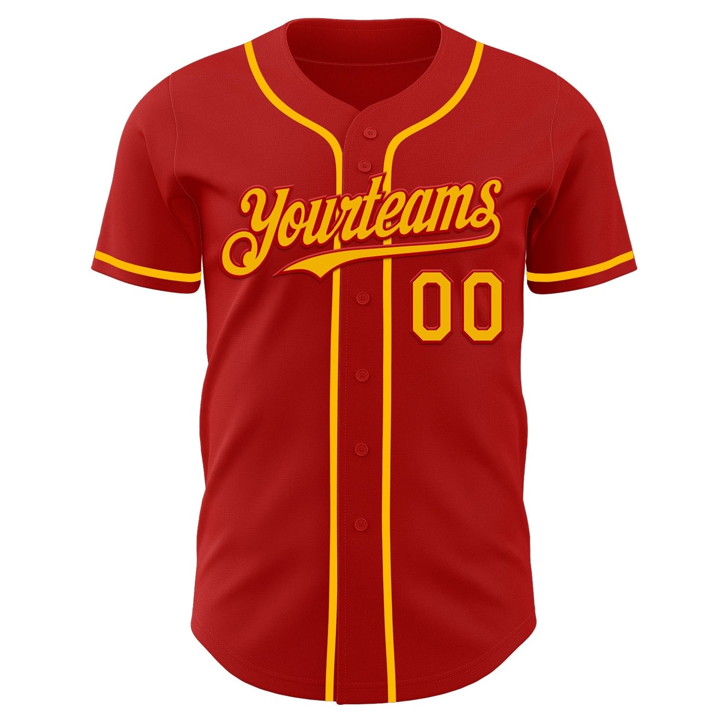 Custom Red Gold Authentic Baseball Jersey baseball jersey product view 2
