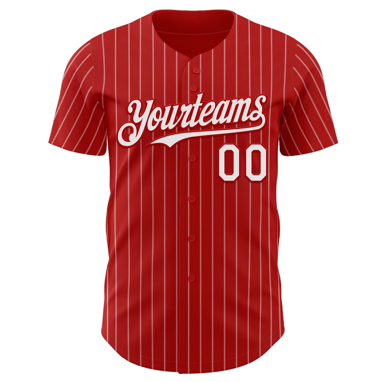Custom Red White Pinstripe White Authentic Baseball Jersey baseball jersey product view 2