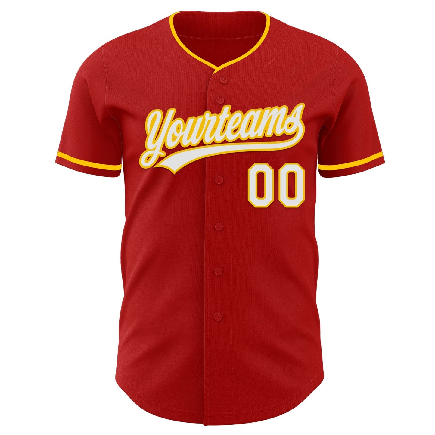 Custom Red White-Yellow Authentic Baseball Jersey baseball jersey product view 2