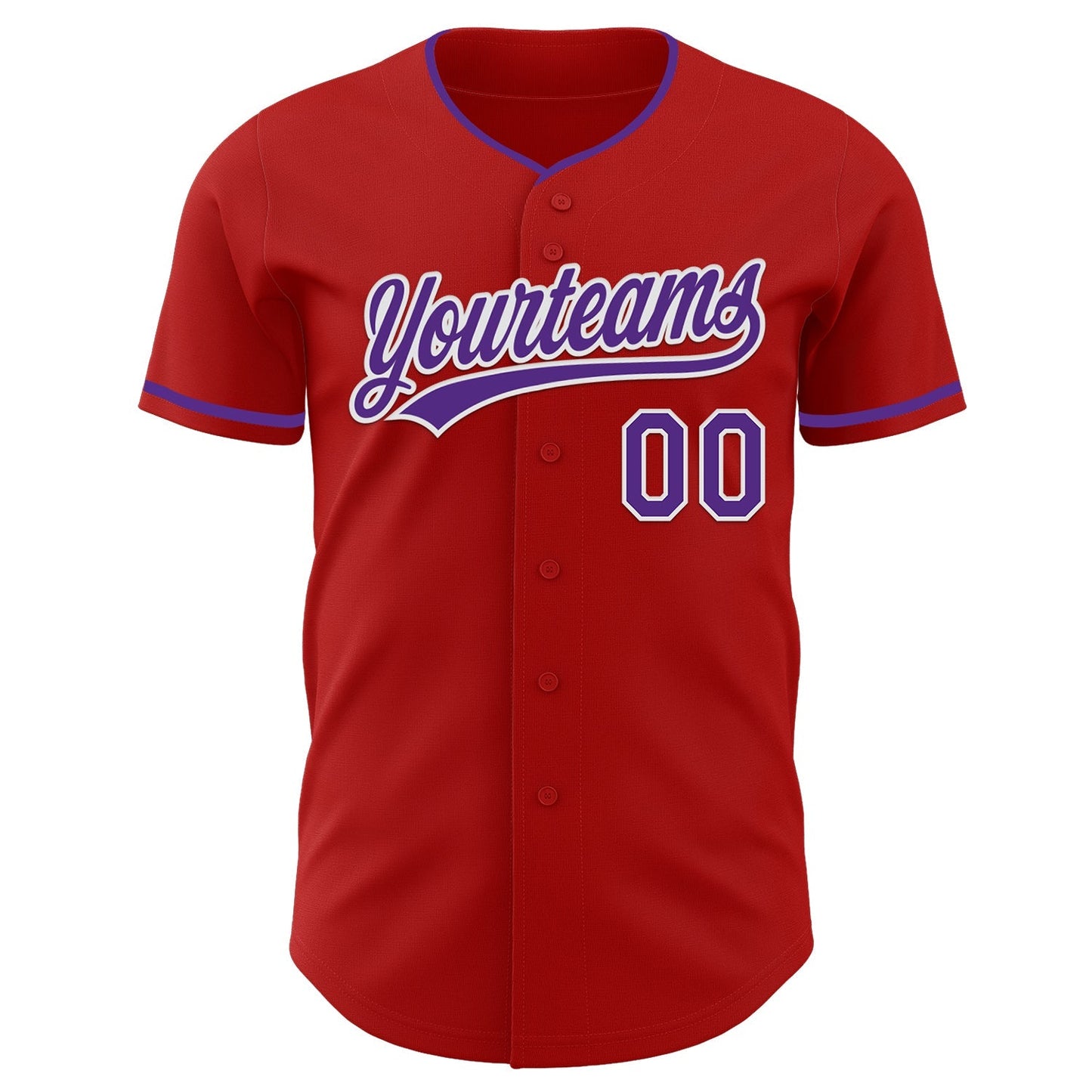 Custom Red Purple-White Authentic Baseball Jersey baseball jersey product view 2