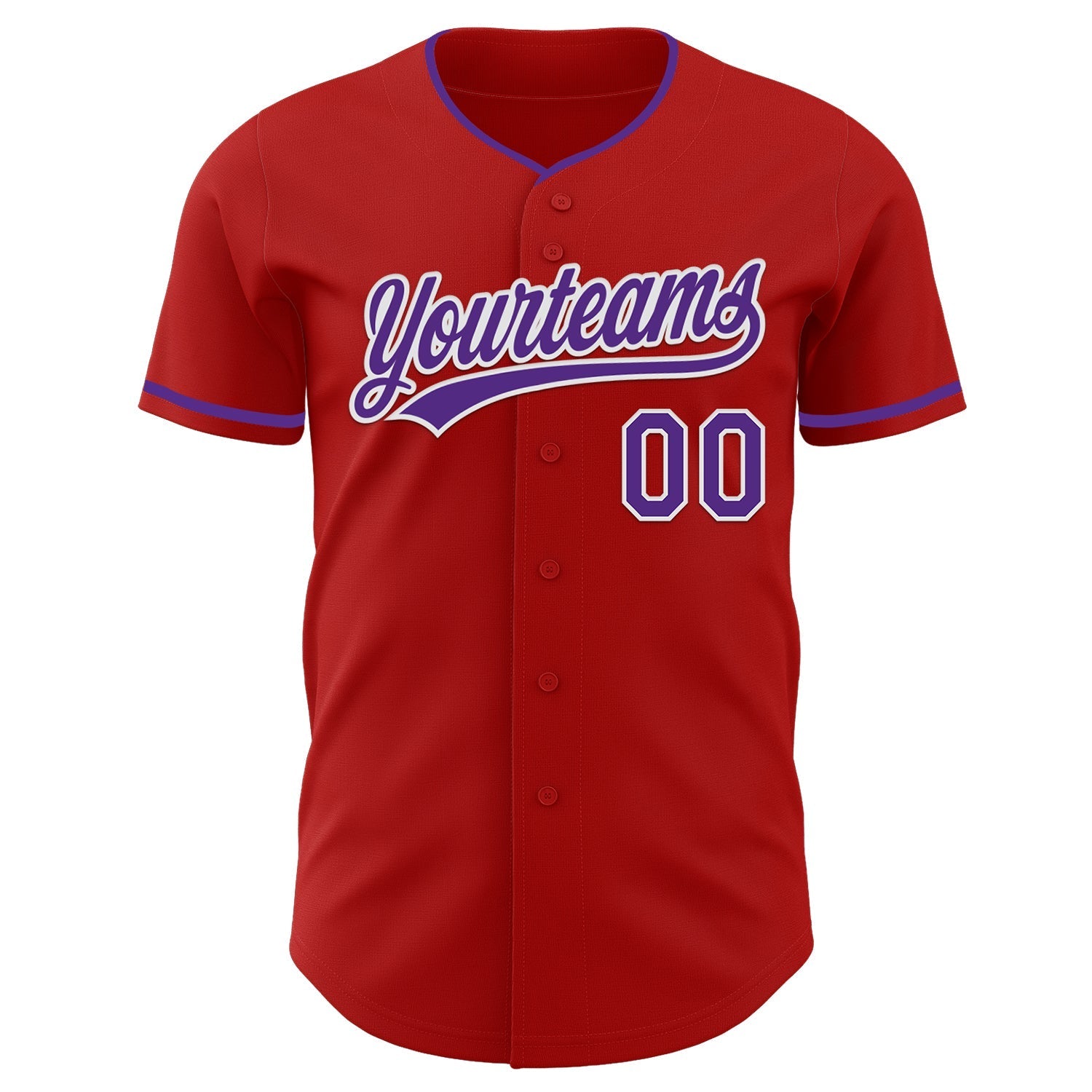 Custom Red Purple-White Authentic Baseball Jersey baseball jersey product view 2