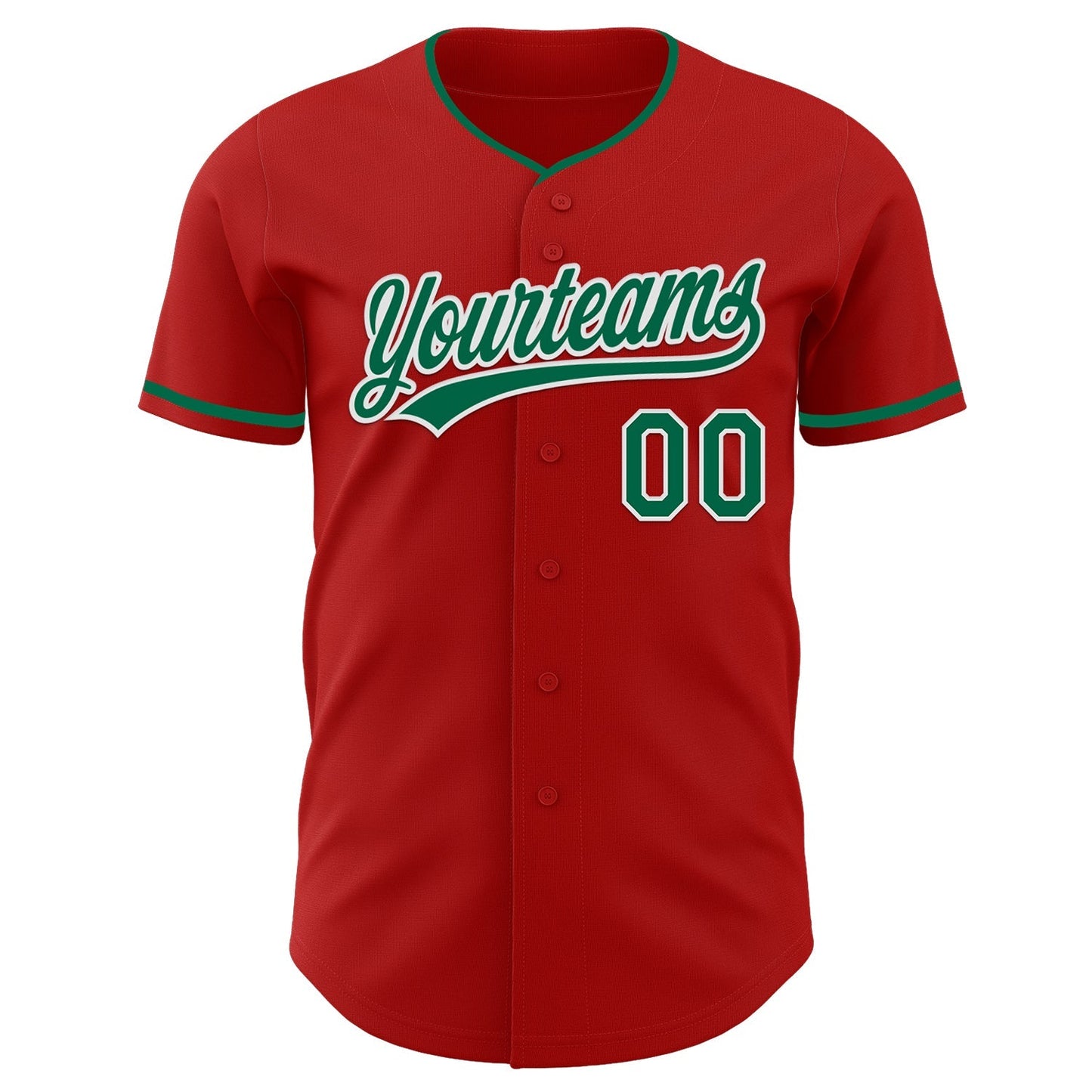 Custom Red Kelly Green-White Authentic Baseball Jersey baseball jersey product view 2