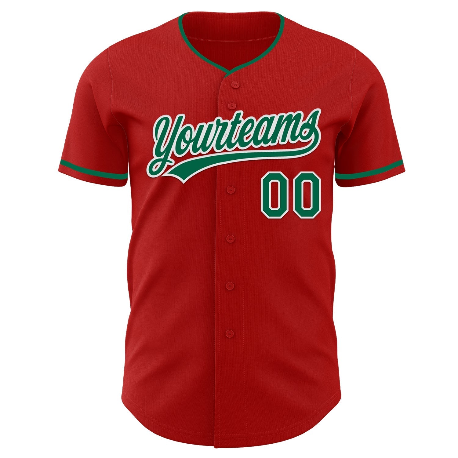 Custom Red Kelly Green-White Authentic Baseball Jersey baseball jersey product view 2