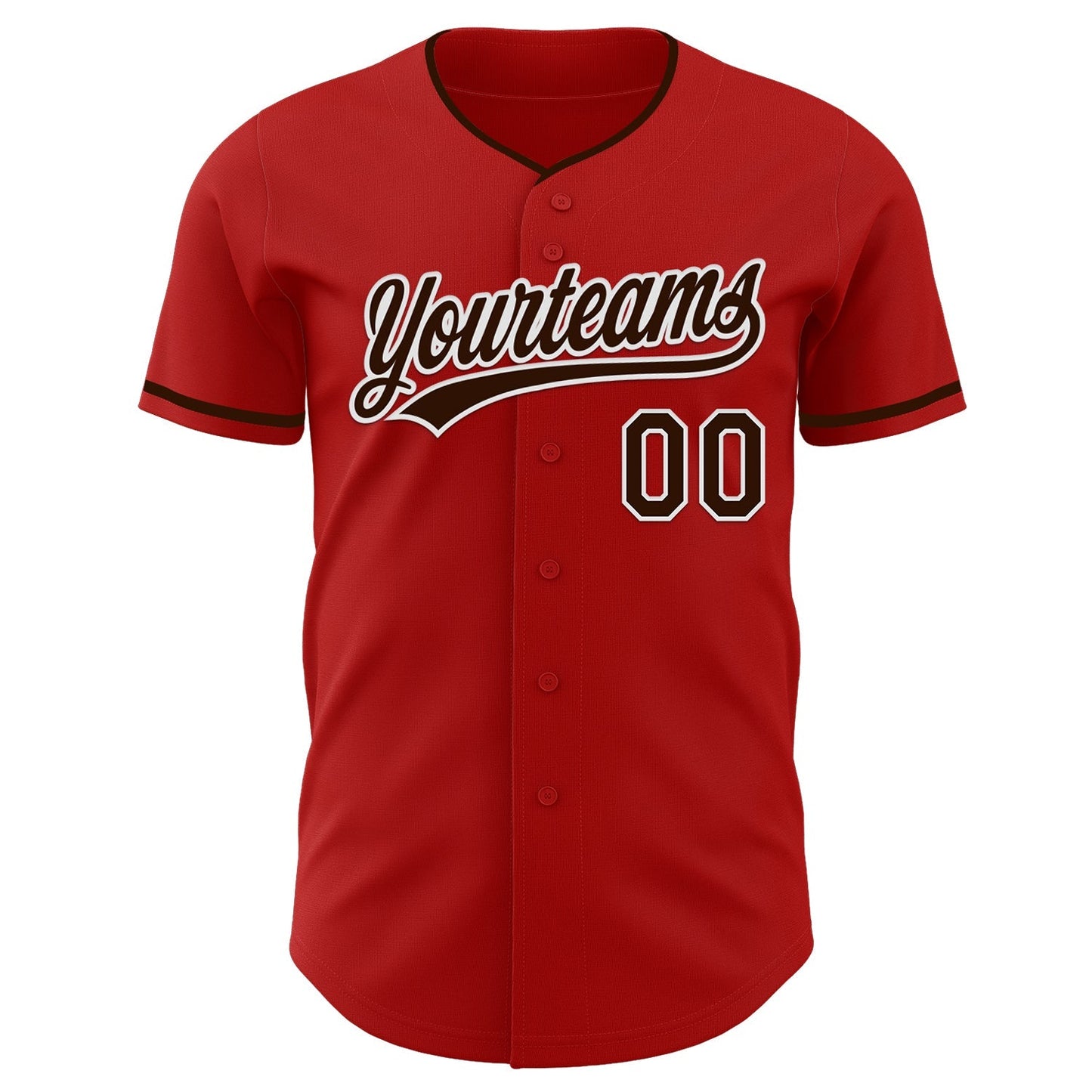 Custom Red Brown-White Authentic Baseball Jersey baseball jersey product view 2