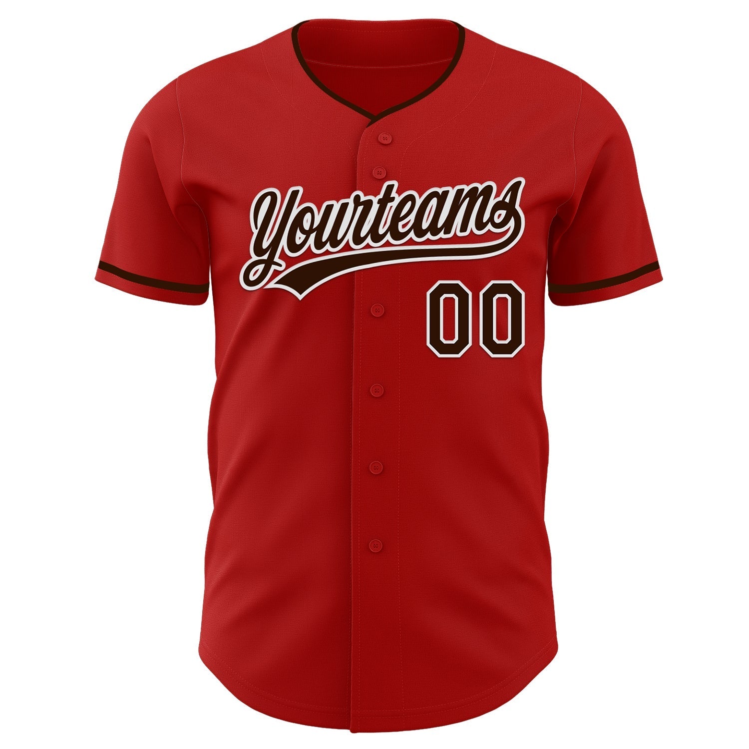Custom Red Brown-White Authentic Baseball Jersey baseball jersey product view 2
