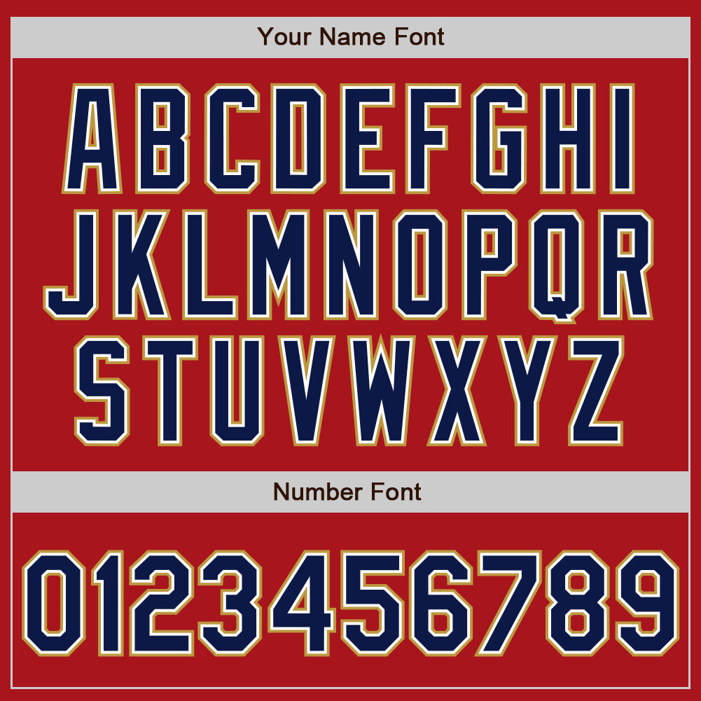 Custom Red Navy White-Old Gold Authentic Baseball Jersey baseball jersey product view 5