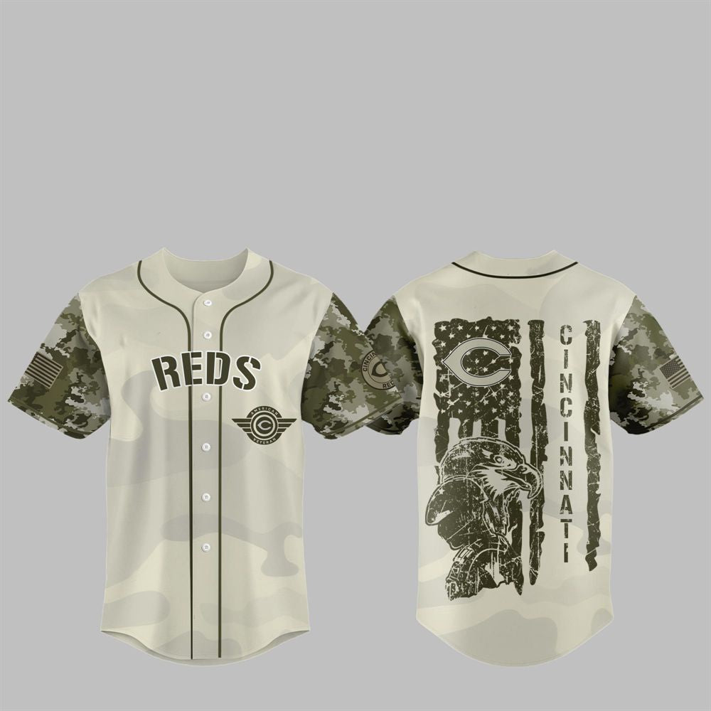 Reds 2025 Armed Forces Day Night Jersey - Grishko.com baseball jersey product view 1