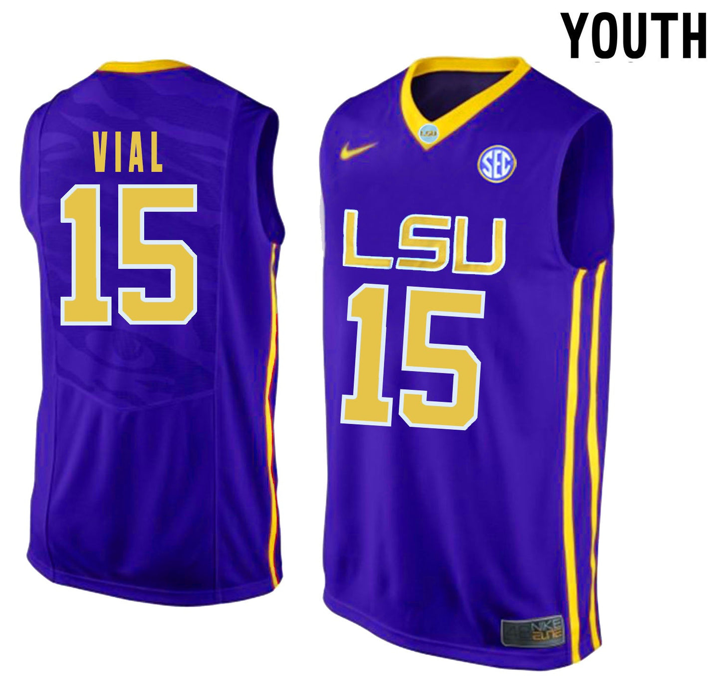 Reed Vial 15 Purple Youth College Football Jersey football jersey product view 1