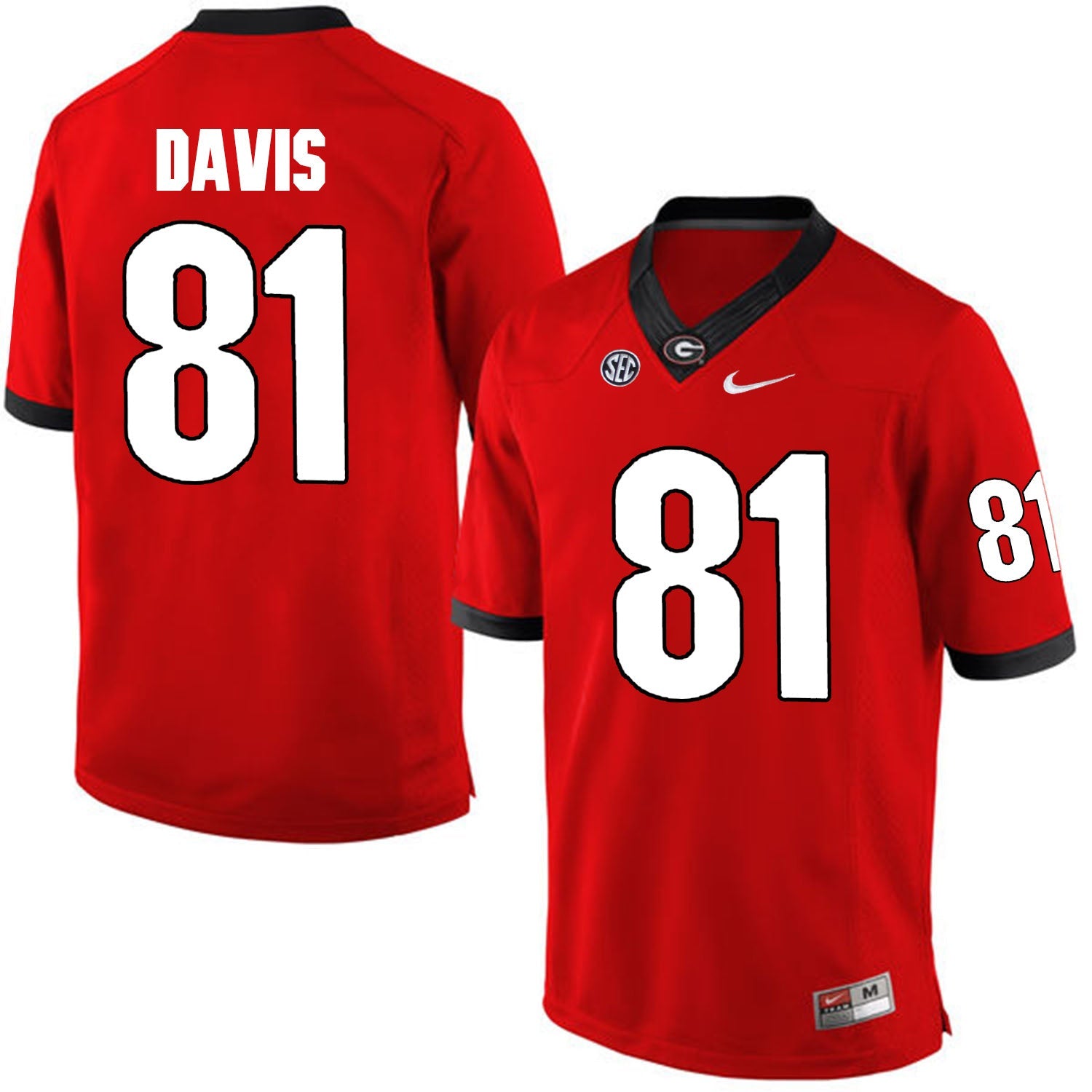 Reggie Davis 81 Red Style 1 College Football Jersey football jersey product view 1